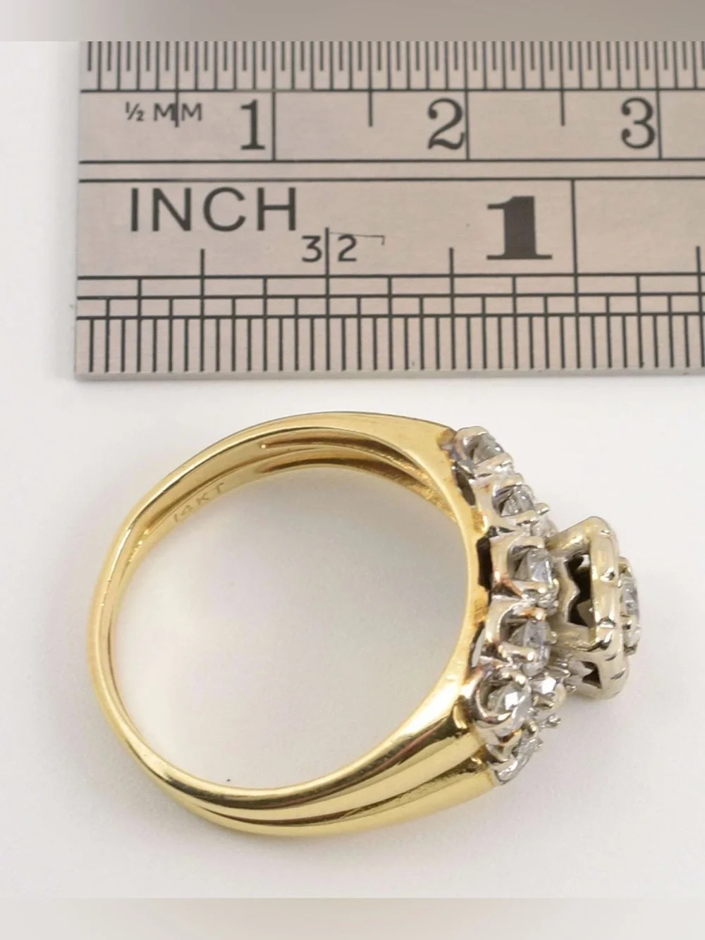 Antique Yellow Gold Diamond Cluster Engagement/Wedding Set 14k Gold